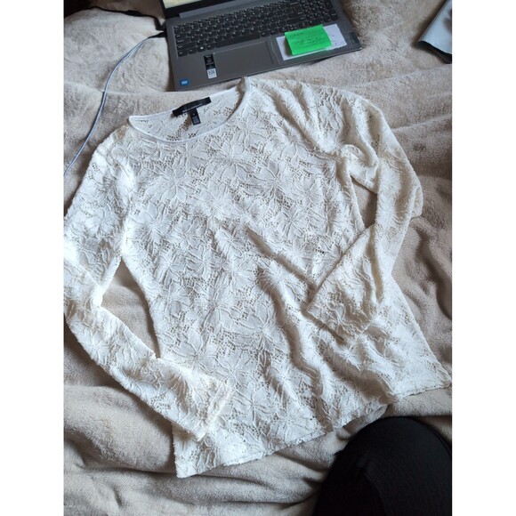 White House Black Market Tops - White house black market size small white lace long sleeve top